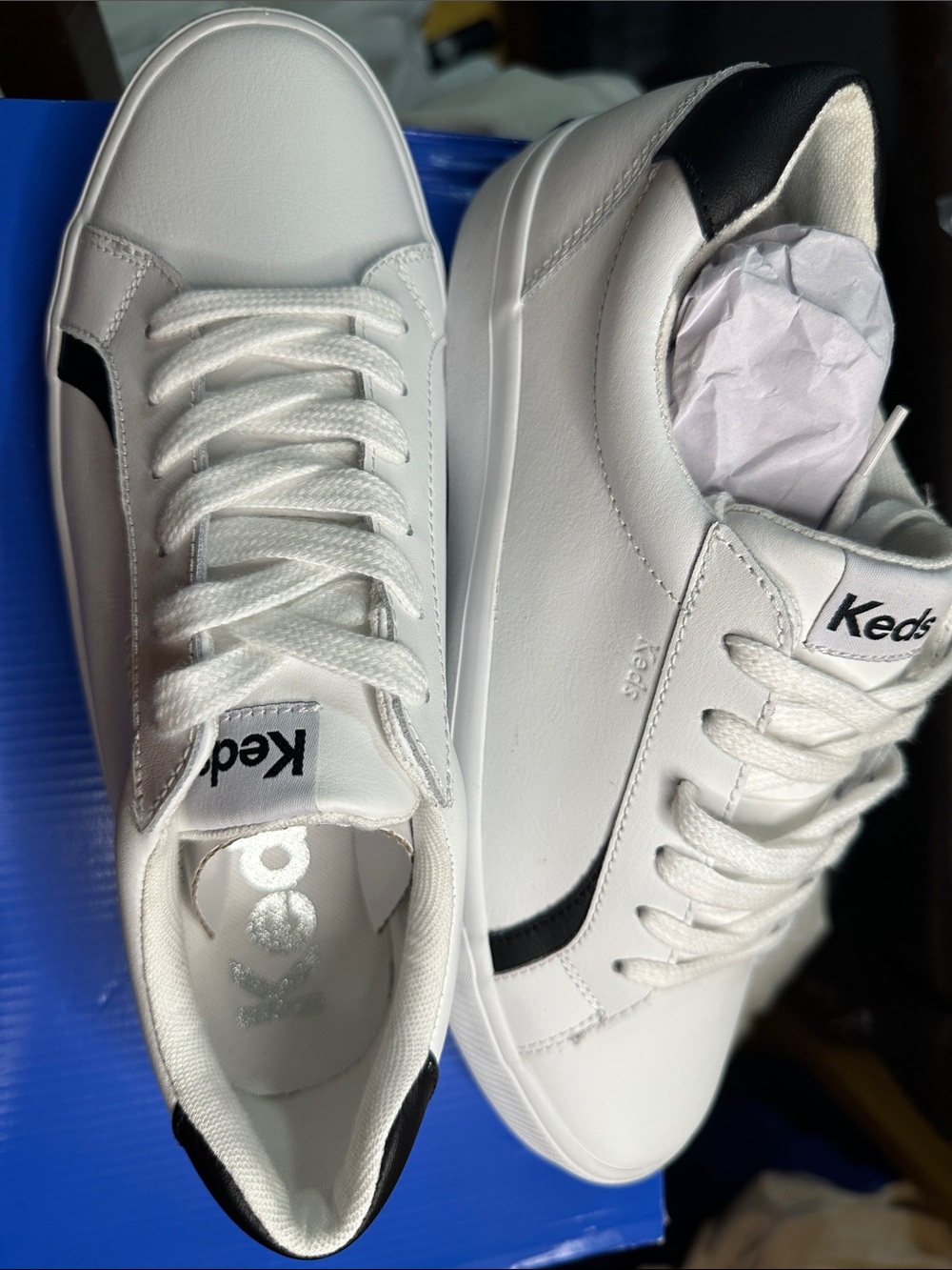 Keds White Dream LE Low-Top Sneakers with Black Heel Accent